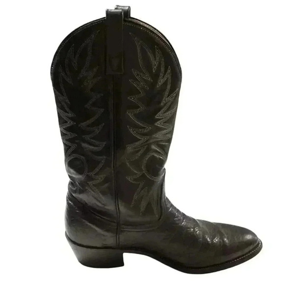 Custom Leather Western Cowboy Boots Men 10 D Black Embroidered Classic Vintage main image 5
